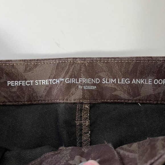 Chicos Womens Perfect Stretch Girlfriend Slim Ankle Jeans Brown Paisley size 2 - Picture 7 of 12